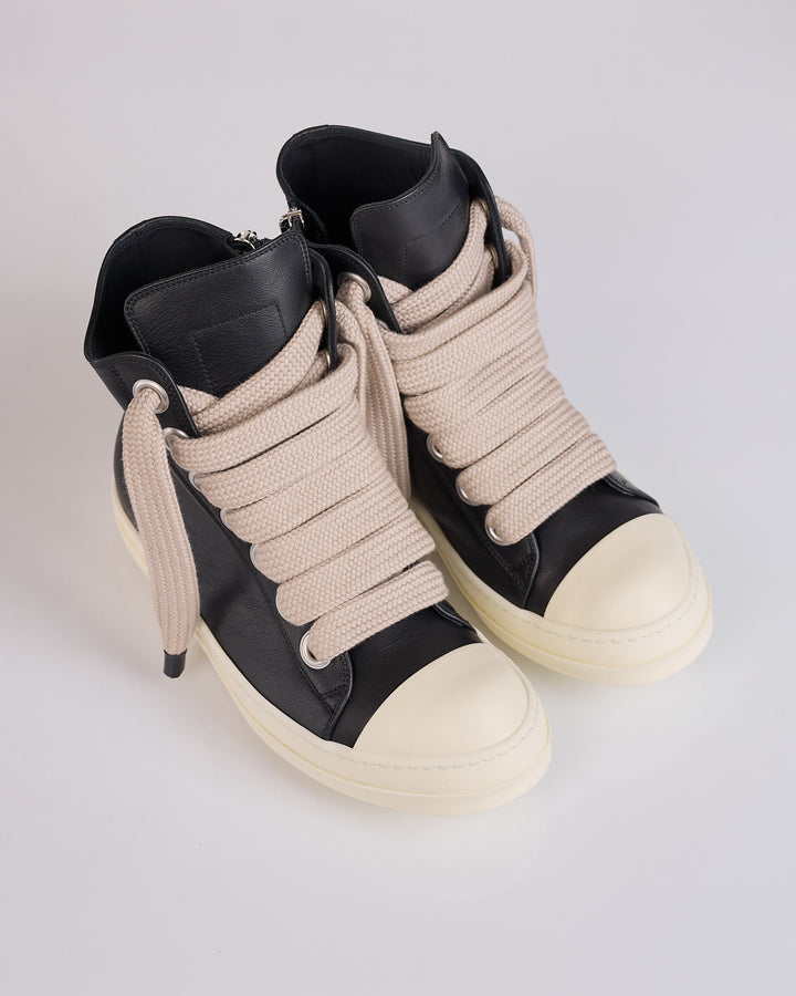 Rick Owens Jumbo Lace High Sneak LCO Leather Black Milk