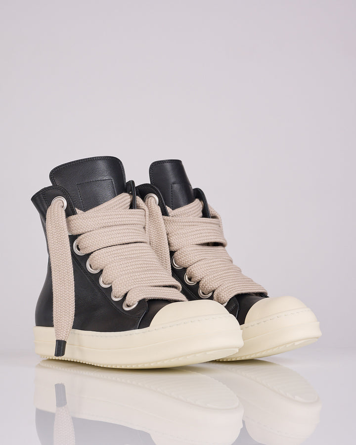 Rick Owens Jumbo Lace High Sneak LCO Leather Black Milk
