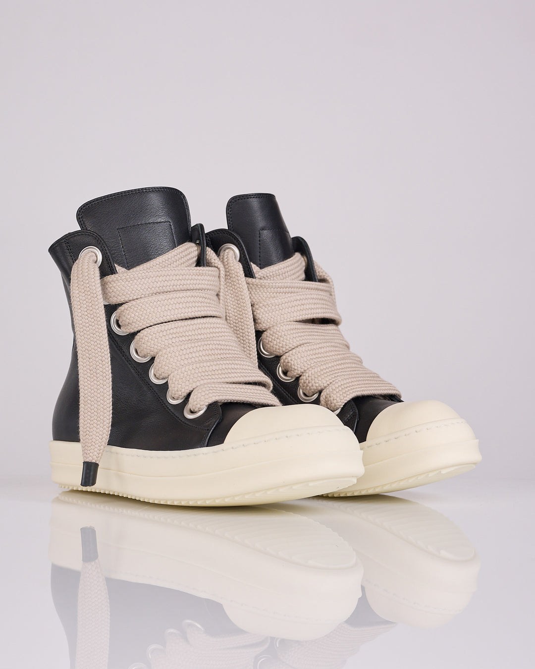 Rick Owens Jumbo Lace High Sneak LCO Leather Black Milk