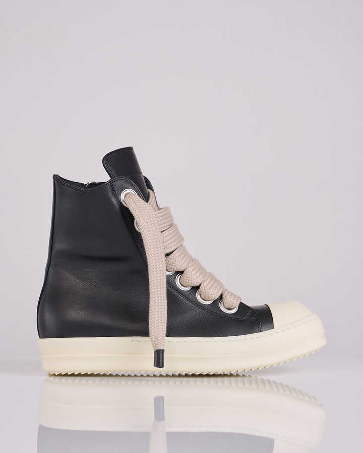 Rick Owens Jumbo Lace High Sneak LCO Leather Black Milk