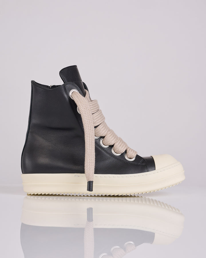 Rick Owens Jumbo Lace High Sneak LCO Leather Black Milk