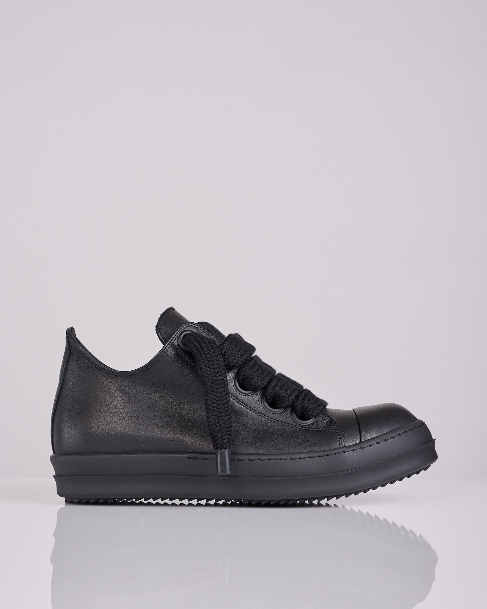 Rick Owens Jumbo Lace Low Sneak LCO Leather All Black – LESS 17