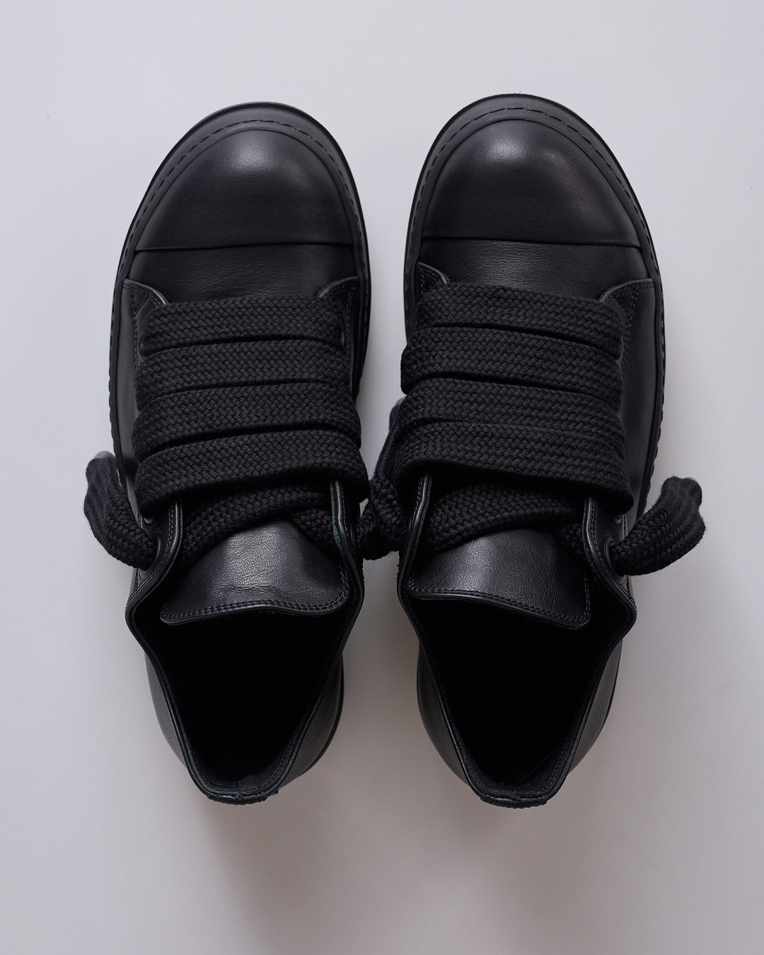 Rick Owens Jumbo Lace Low Sneak LCO Leather All Black