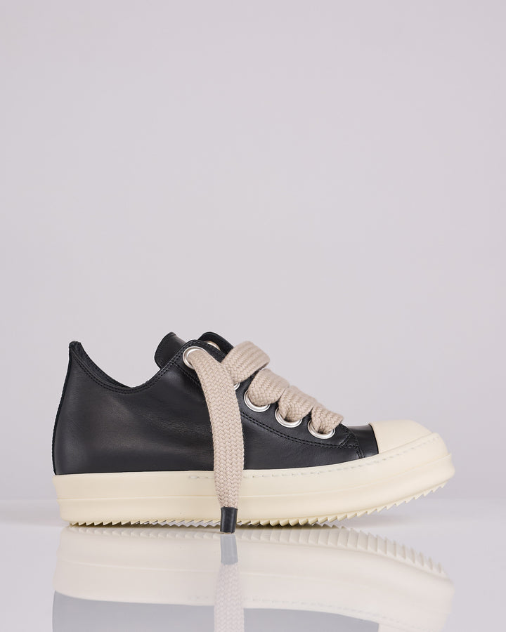 Rick Owens Jumbo Lace Low Sneak LCO Leather Black Milk