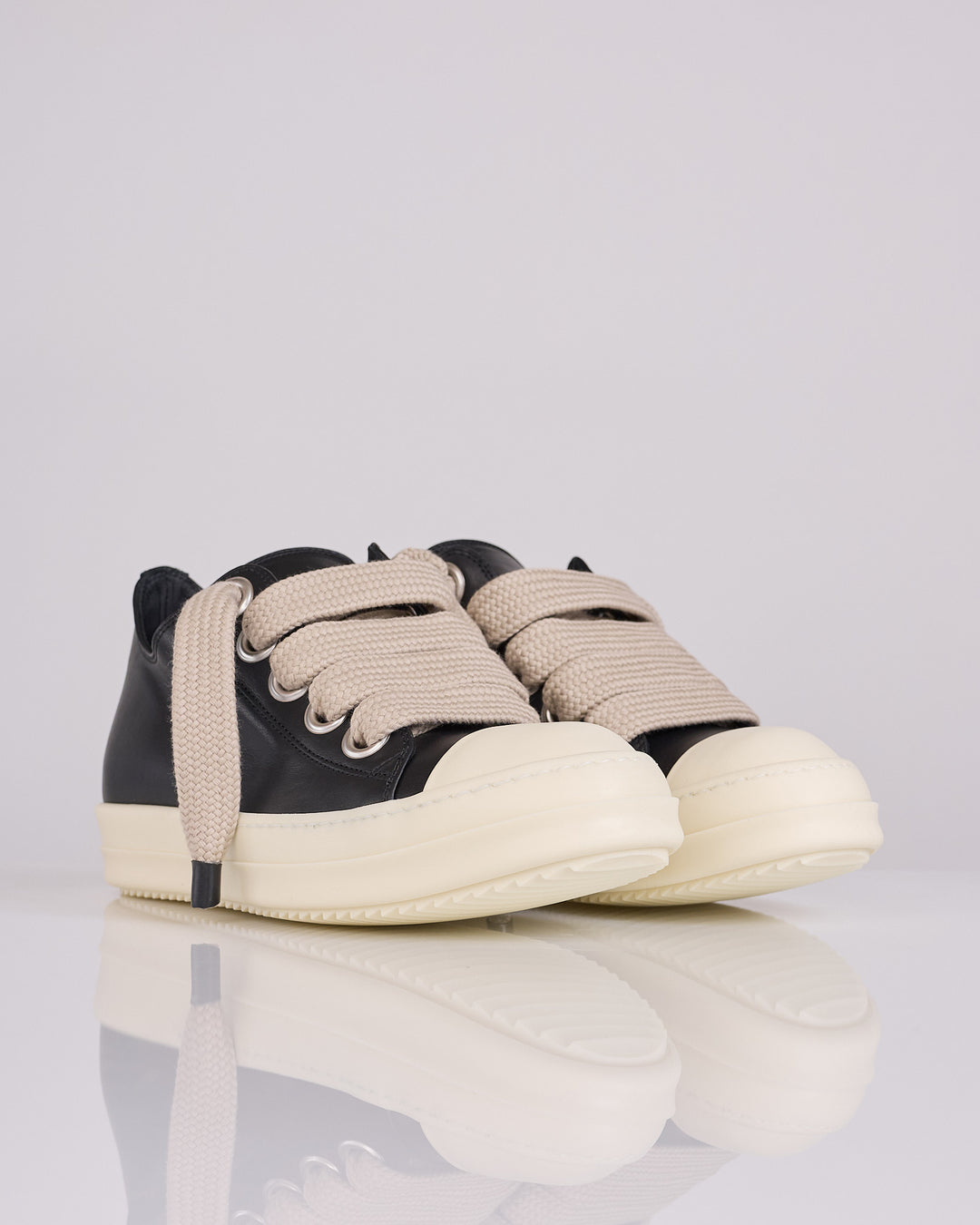 Rick Owens Jumbo Lace Low Sneak LCO Leather Black Milk