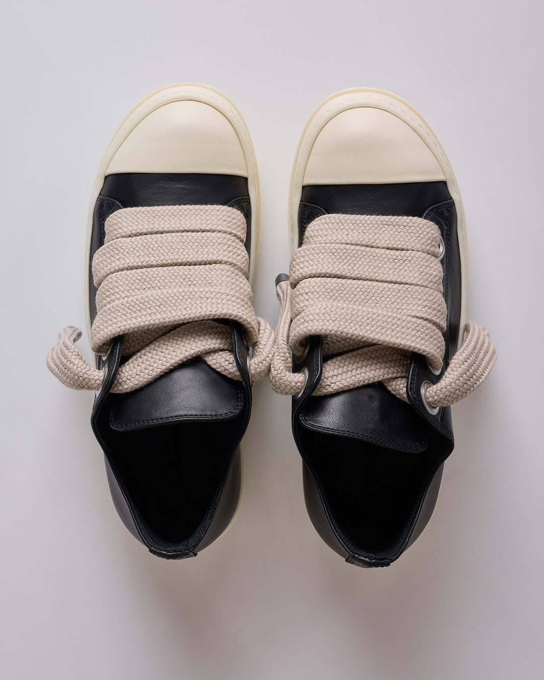 Rick Owens Jumbo Lace Low Sneak LCO Leather Black Milk