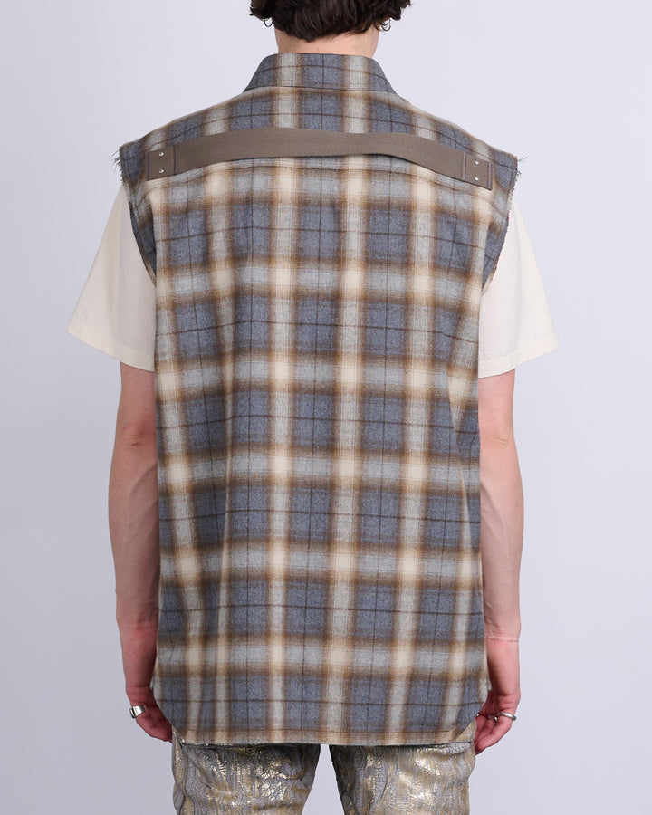 Rick Owens Jumbo SL Outershirt Cotton Plaid Grey