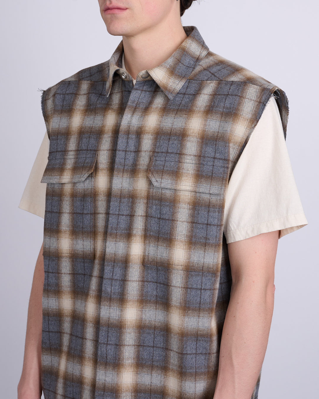 Rick Owens Jumbo SL Outershirt Cotton Plaid Grey