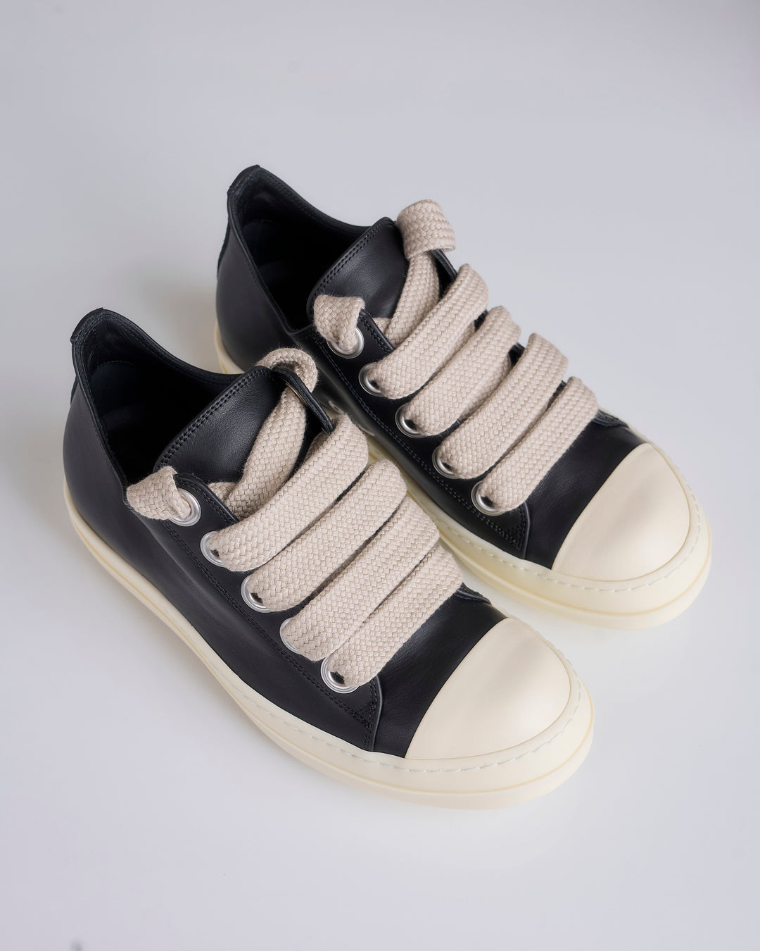 Rick Owens Jumbolaced Low Sneaker Leather Black Pearl Milk