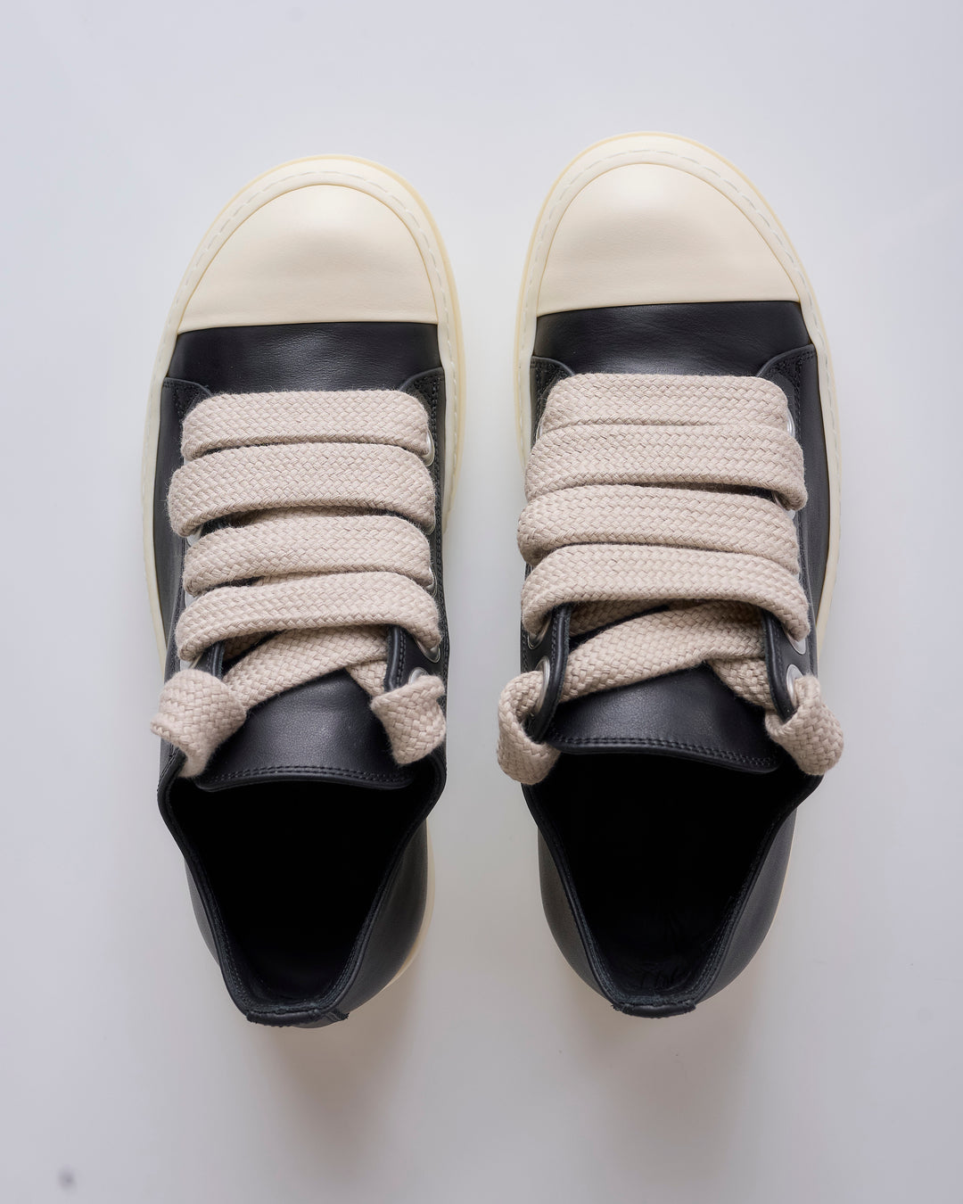 Rick Owens Jumbolaced Low Sneaker Leather Black Pearl Milk