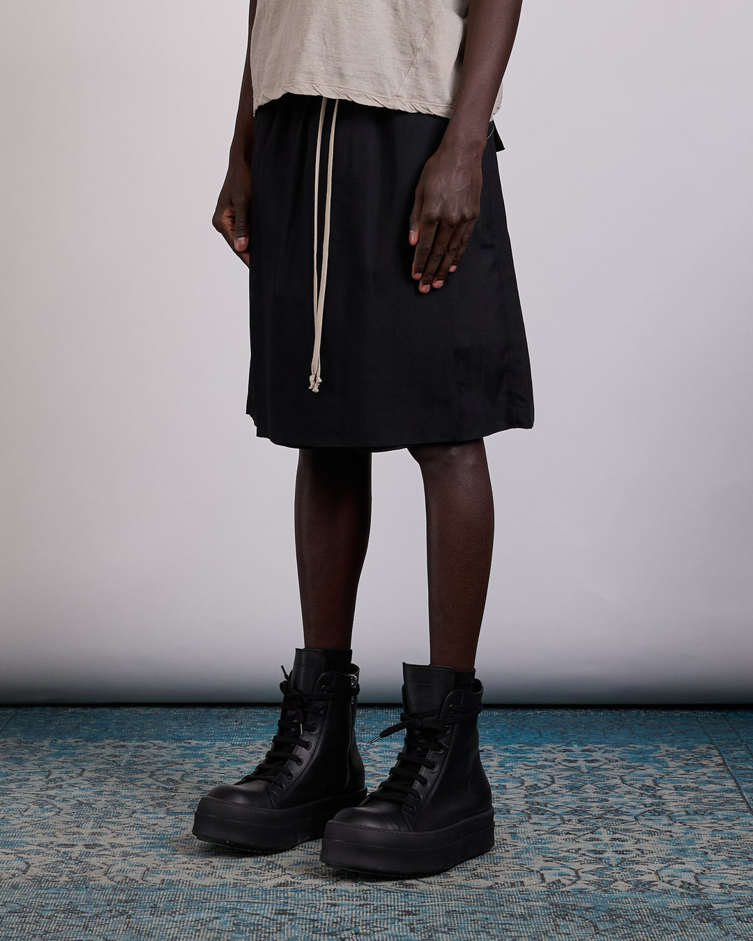 Rick Owens Kilt Short Wool Gauze Black