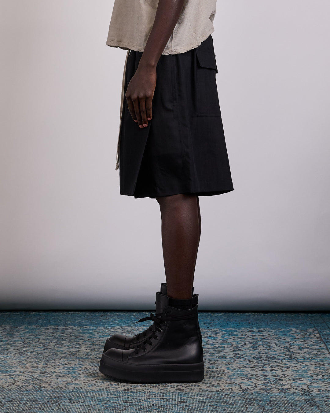 Rick Owens Kilt Short Wool Gauze Black