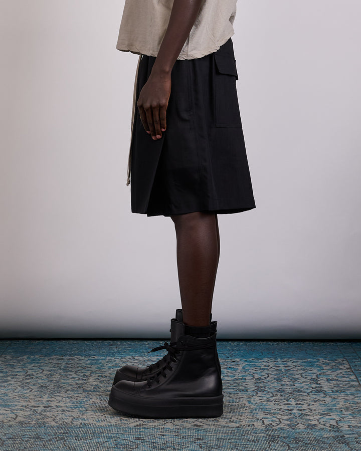 Rick Owens Kilt Short Wool Gauze Black