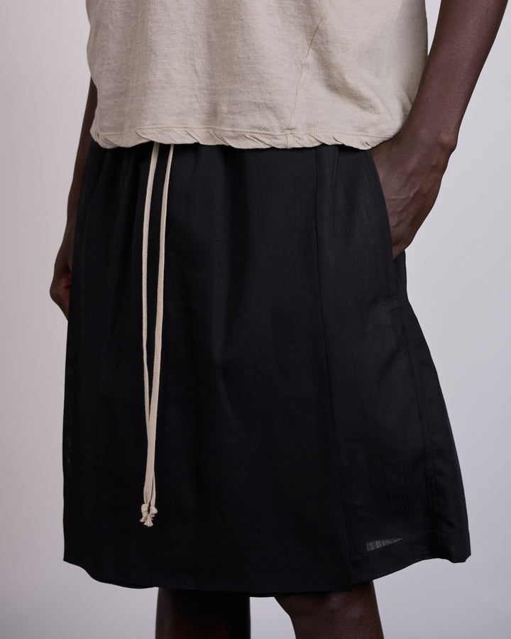 Rick Owens Kilt Short Wool Gauze Black