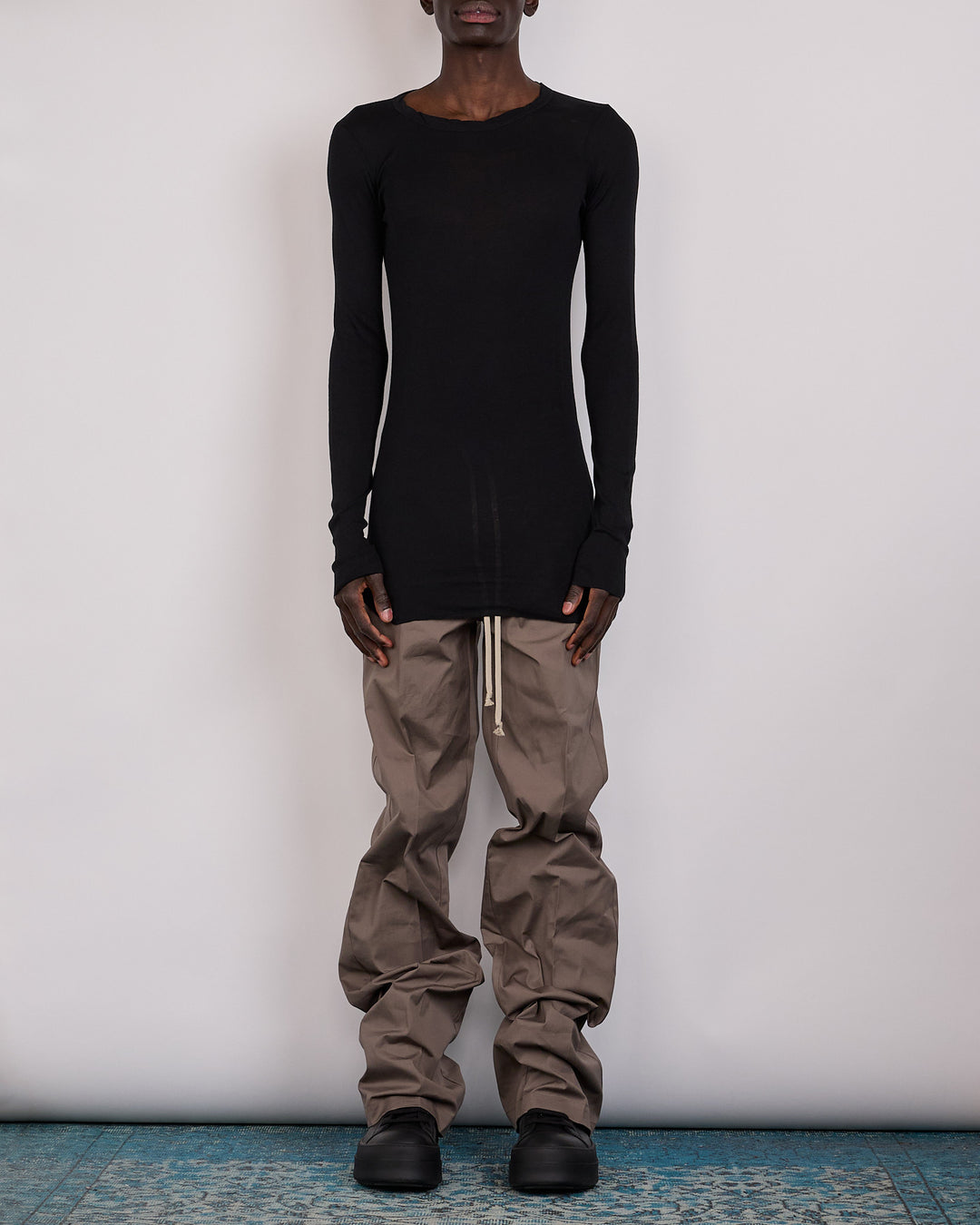 Rick Owens Longsleeve Rib T-Shirt Micro Rib Black