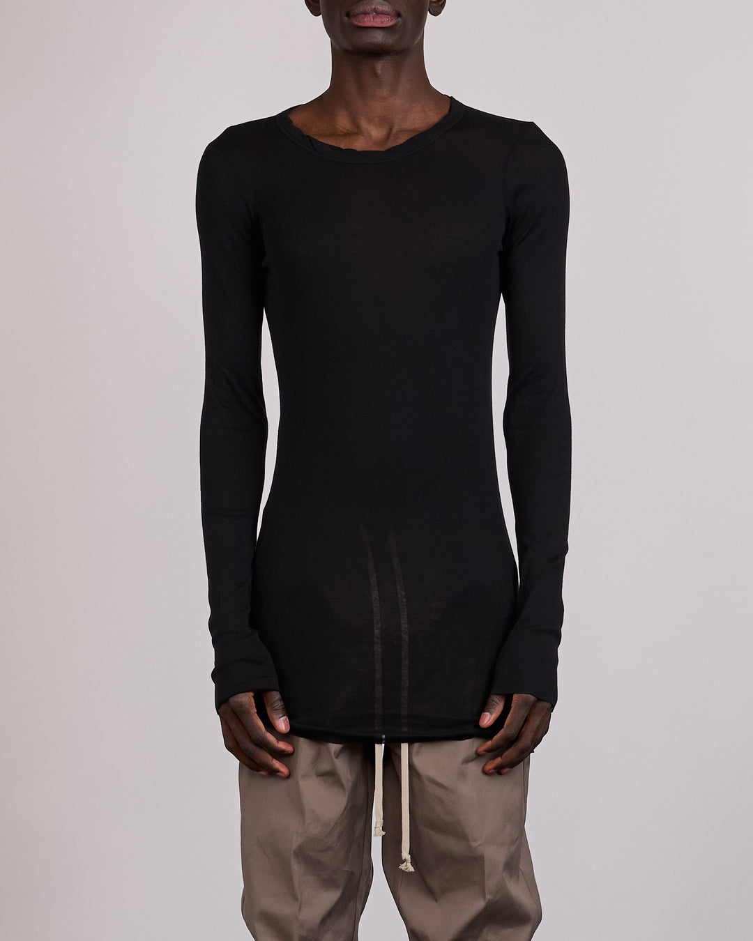 Rick Owens Longsleeve Rib T-Shirt Micro Rib Black