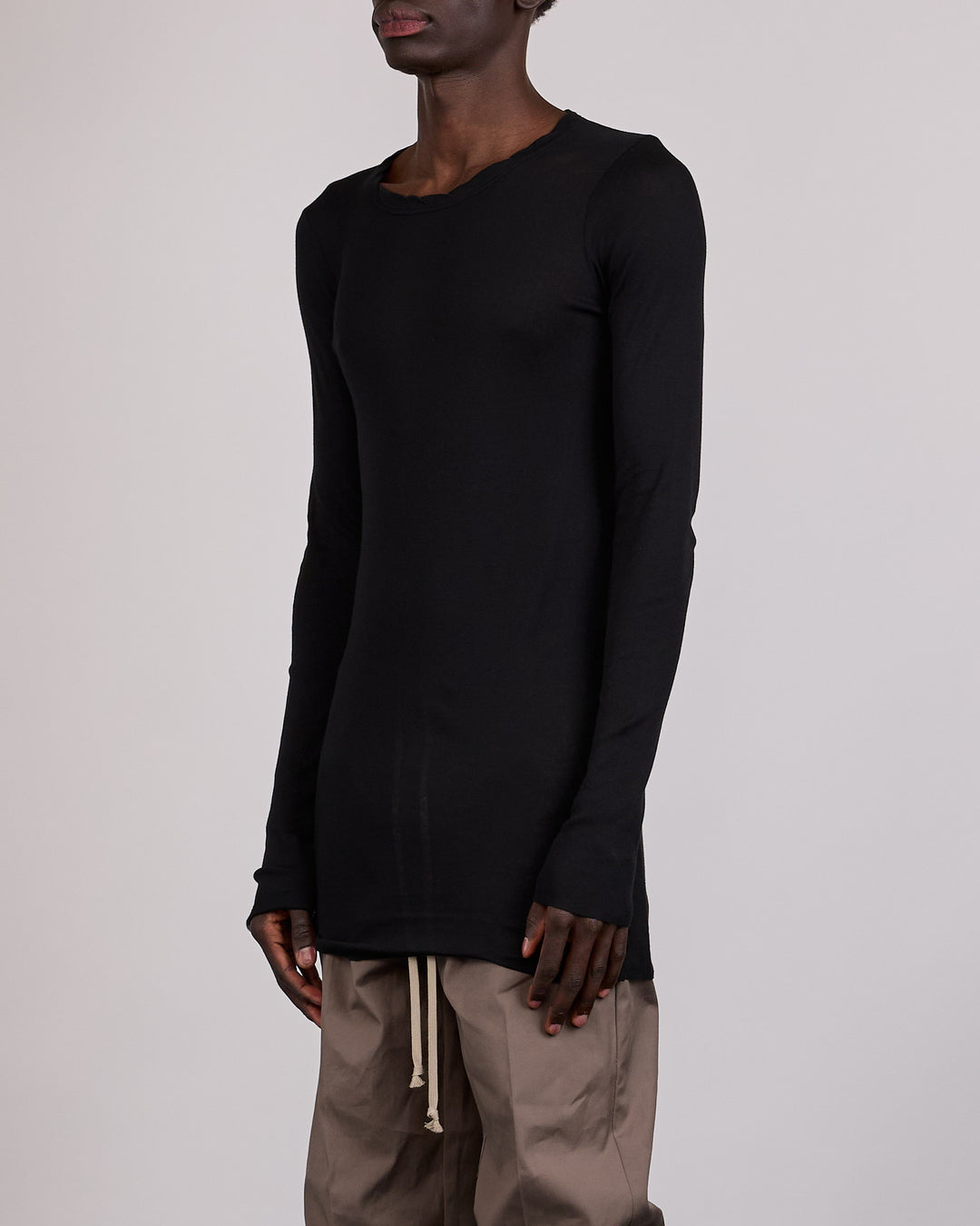 Rick Owens Longsleeve Rib T-Shirt Micro Rib Black