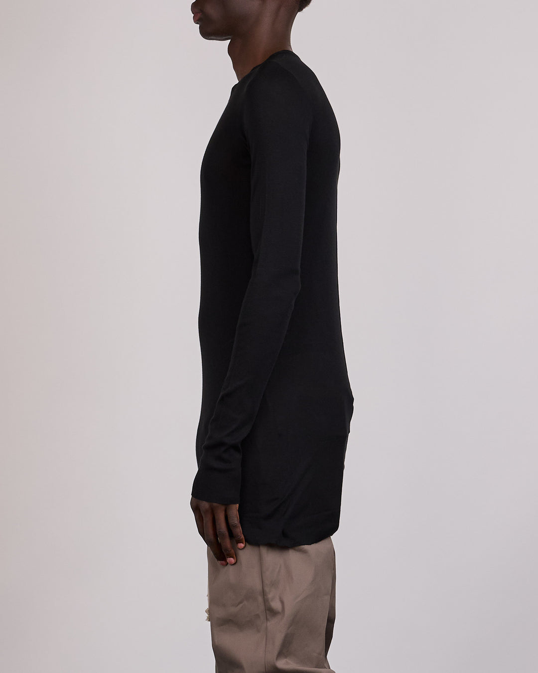 Rick Owens Longsleeve Rib T-Shirt Micro Rib Black
