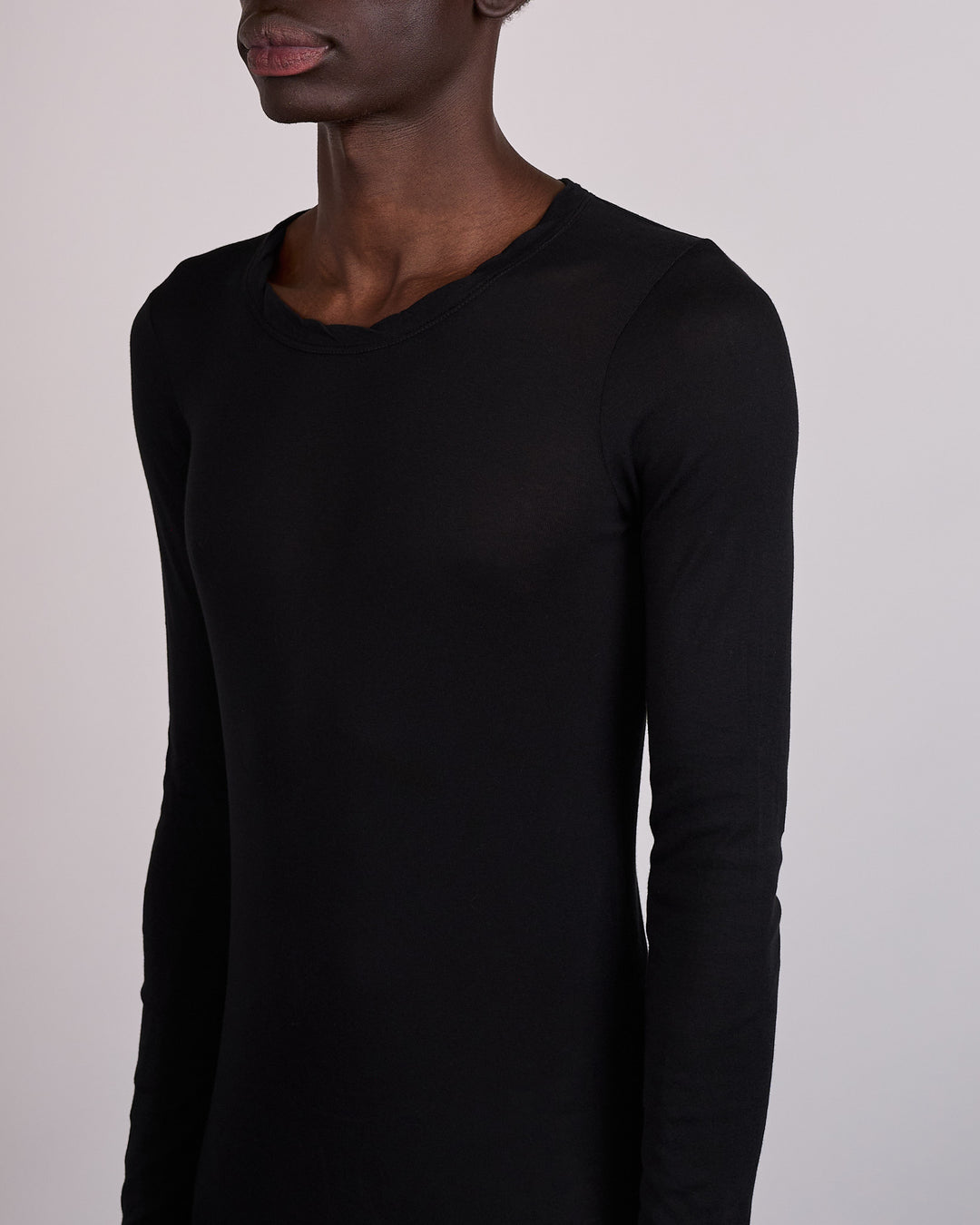Rick Owens Longsleeve Rib T-Shirt Micro Rib Black
