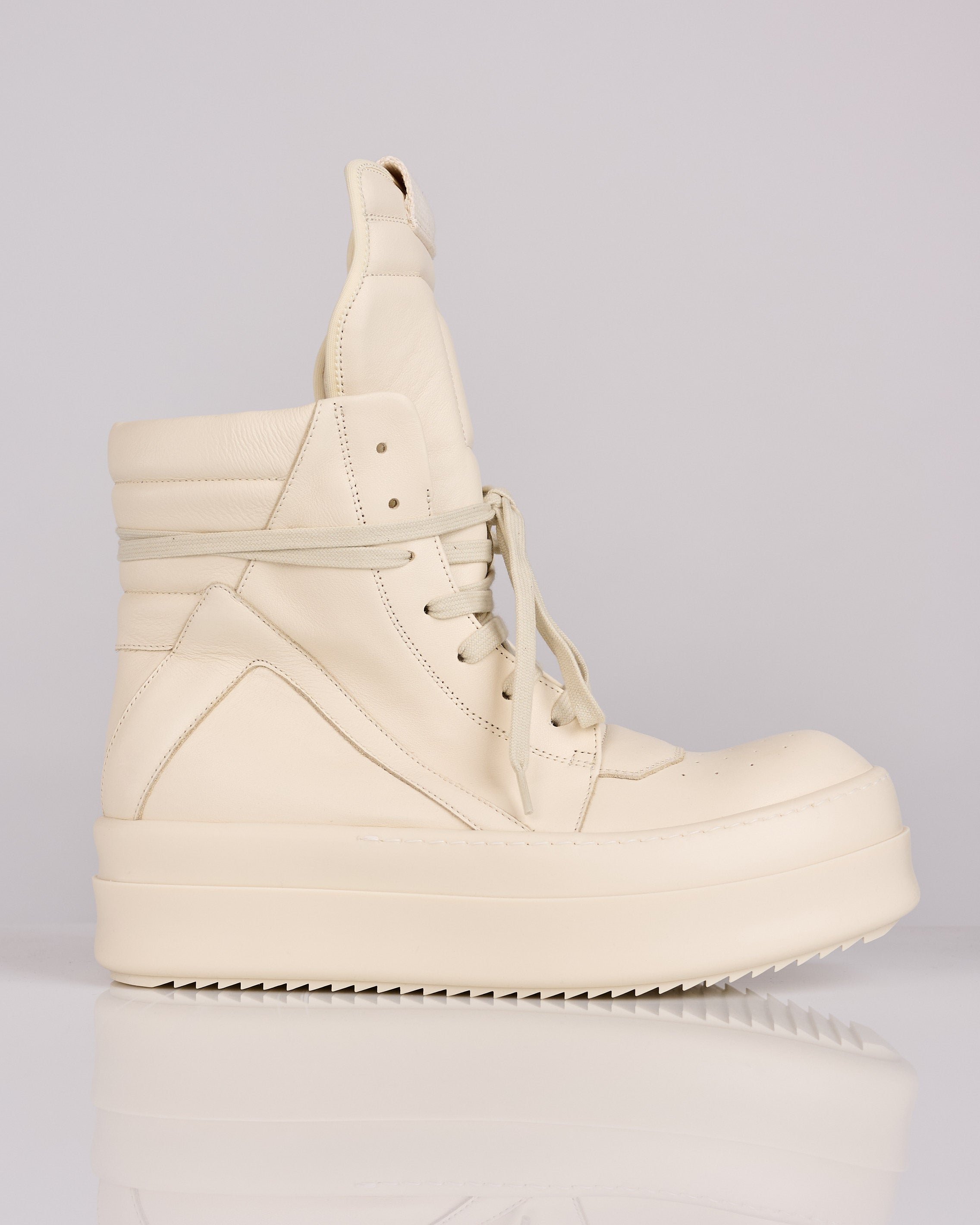 Rick Owens Mega Bumper Geobasket LCO Leather Milk/Milk/Milk – LESS 17