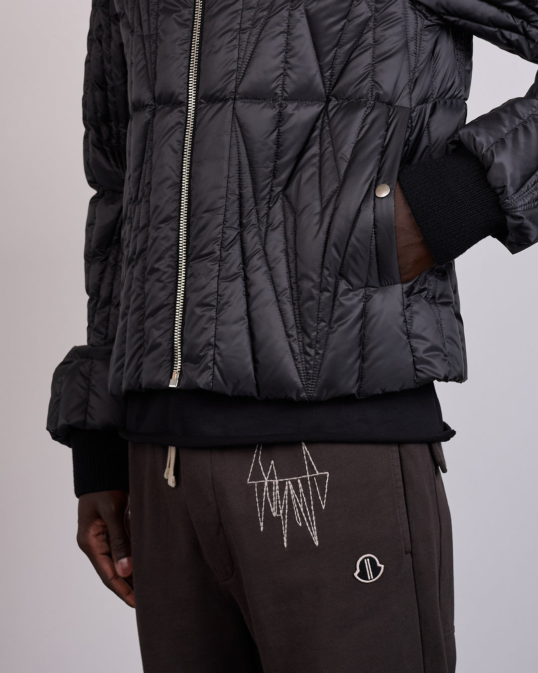 Rick Owens x Moncler Geocamo Flight Jacket Lightweight Duvet Black