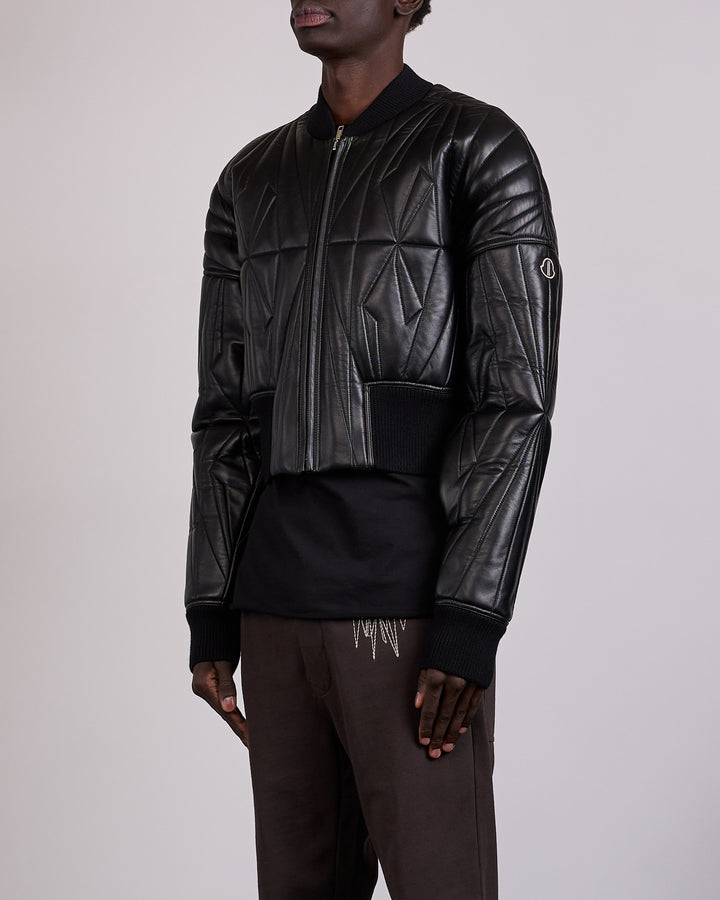 Rick Owens x Moncler Geocamo Lamb Leather Cropped Jacket Black