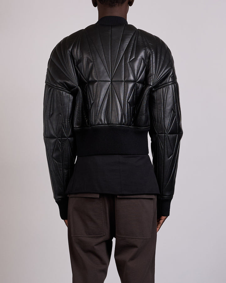 Rick Owens x Moncler Geocamo Lamb Leather Cropped Jacket Black