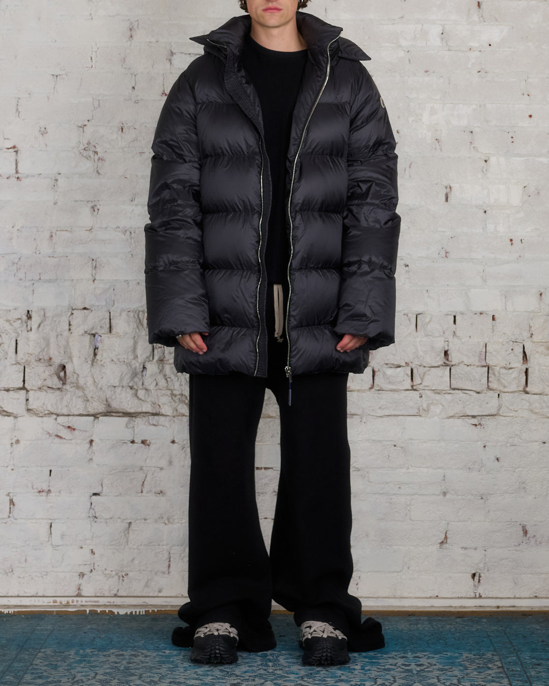 Rick Owens Moncler Hooded Cyclopic Coat Black