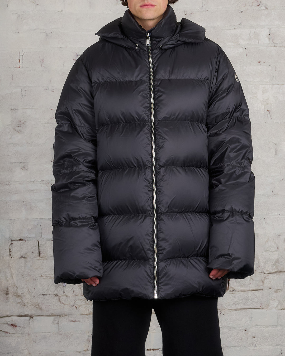 Rick Owens Moncler Hooded Cyclopic Coat Black