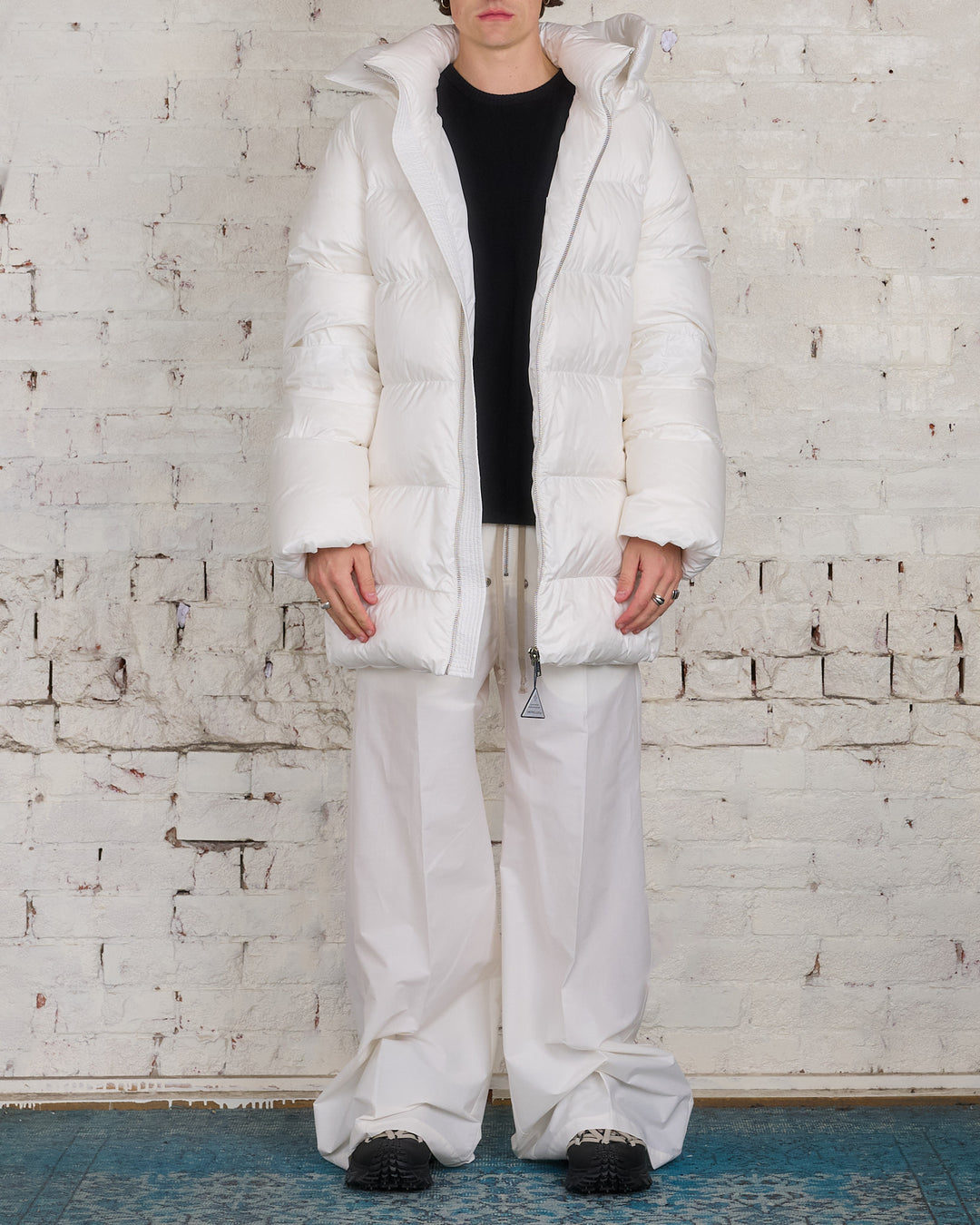 Rick Owens Moncler Hooded Cyclopic Coat Milk