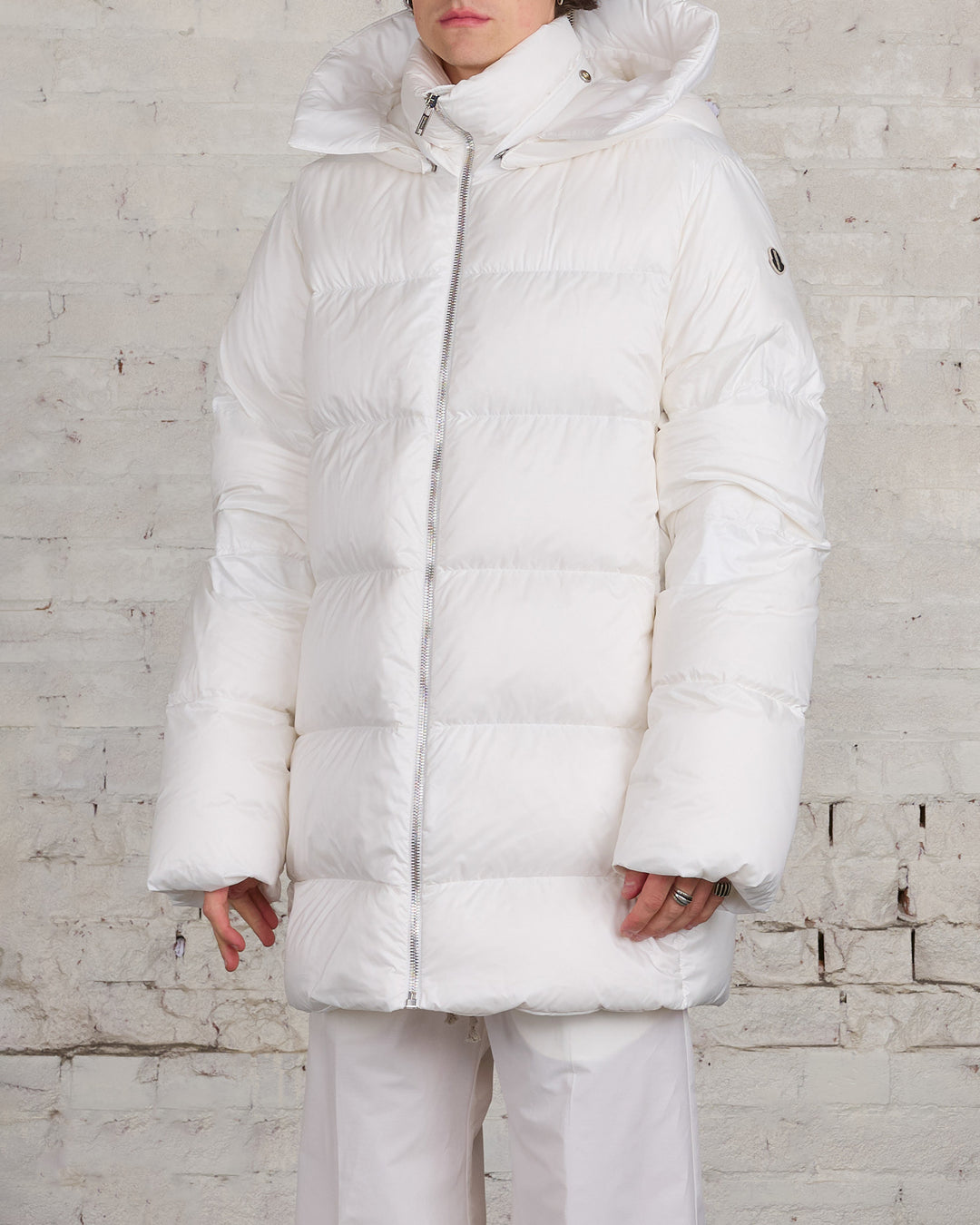 Rick Owens Moncler Hooded Cyclopic Coat Milk