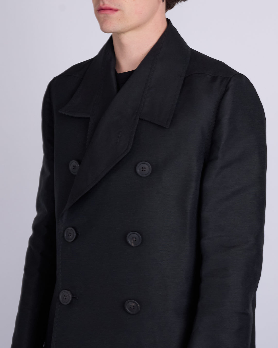 Rick Owens Officer Coat Heavy Faille Black