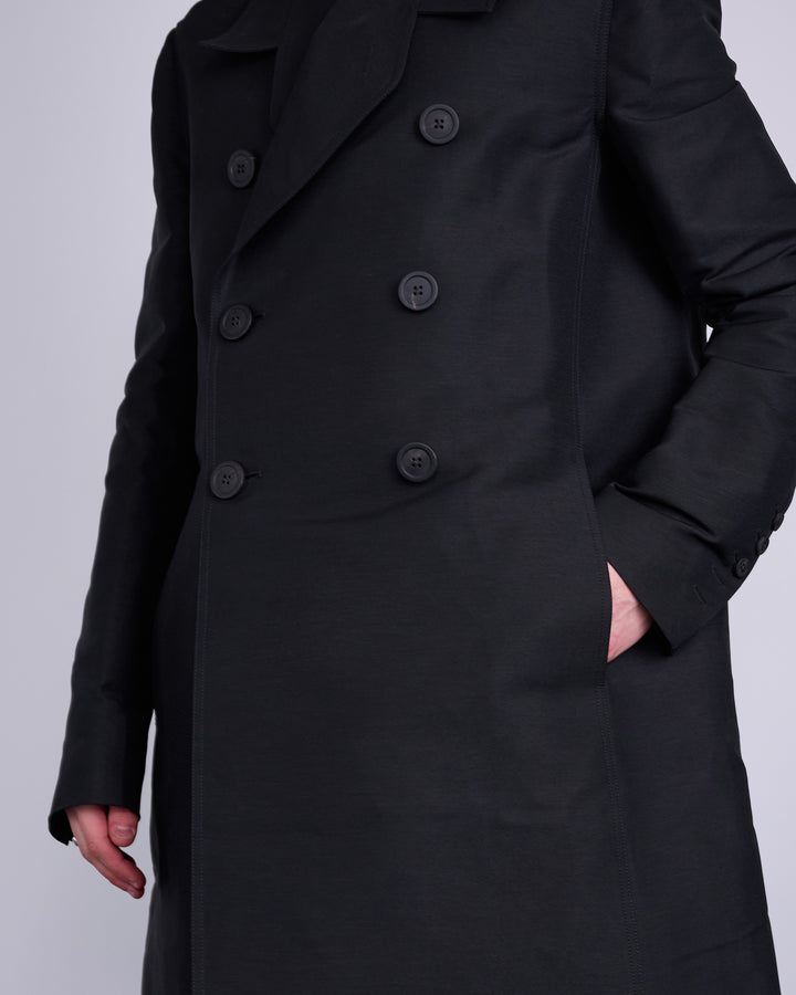 Rick Owens Officer Coat Heavy Faille Black