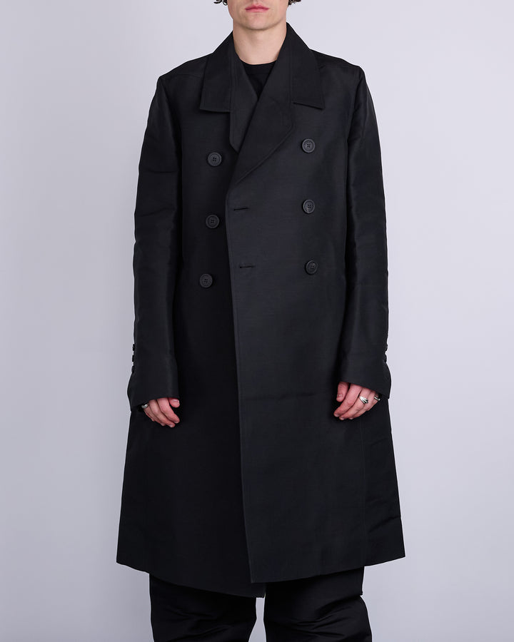 Rick Owens Officer Coat Heavy Faille Black