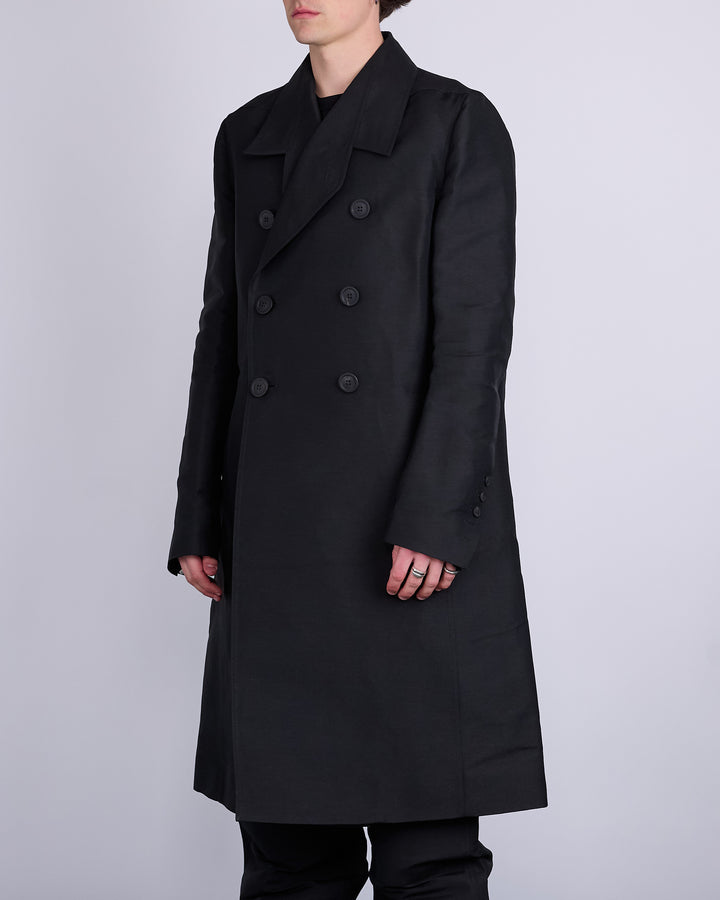 Rick Owens Officer Coat Heavy Faille Black