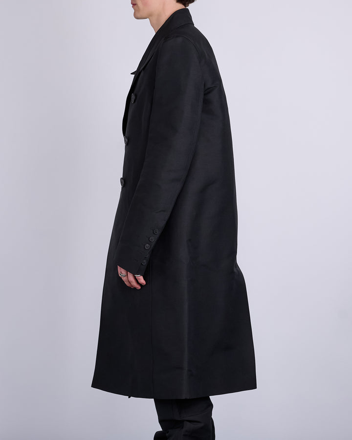 Rick Owens Officer Coat Heavy Faille Black