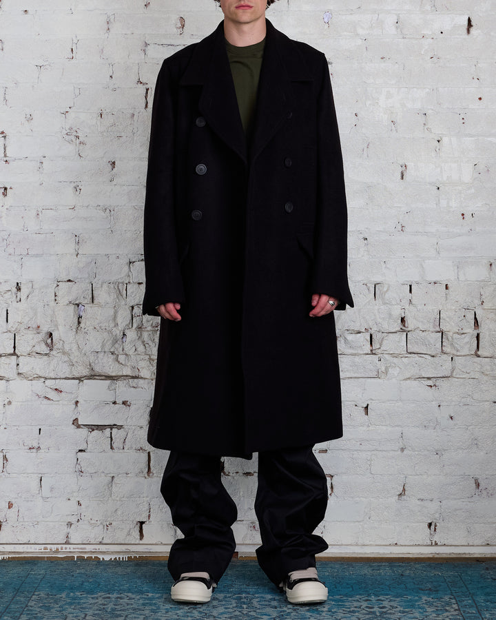 Rick Owens Officer Coat Melton Black