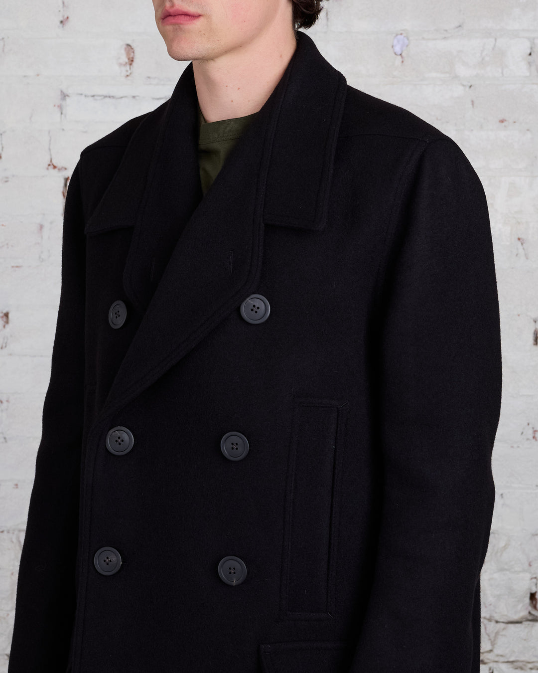 Rick Owens Officer Coat Melton Black