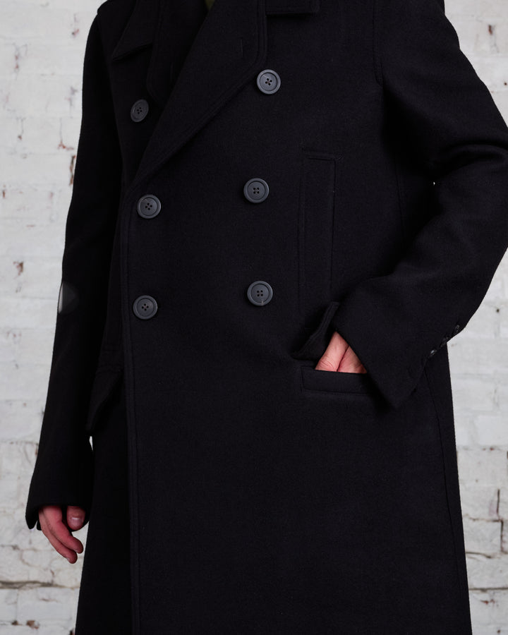 Rick Owens Officer Coat Melton Black