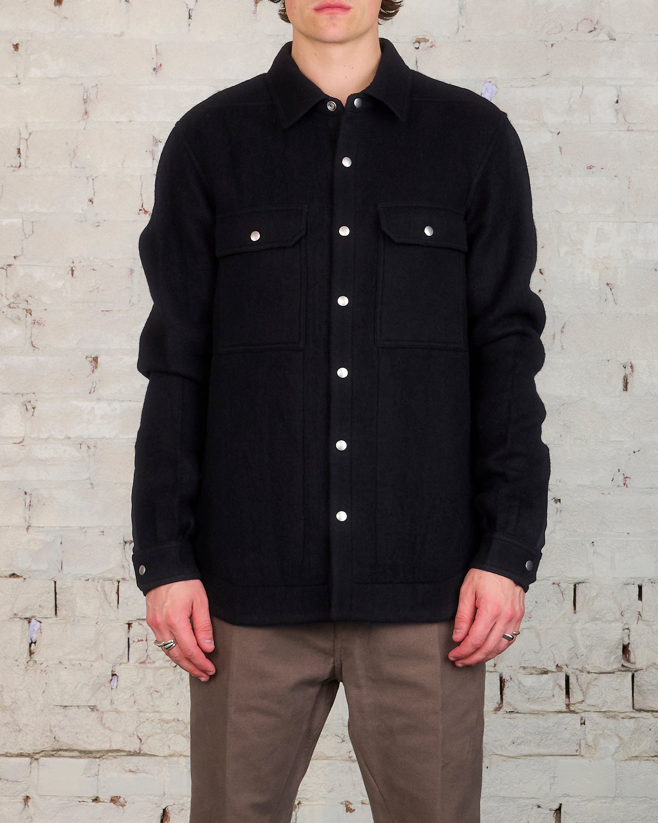 Rick Owens Outershirt Boiled Wool Black