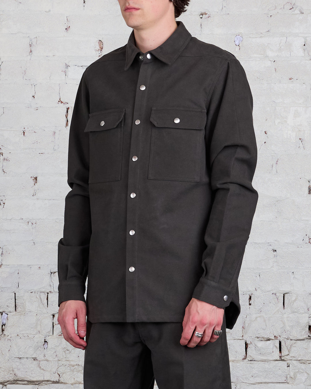 Rick Owens Outershirt Brushed Heavy Twill Dark Dust