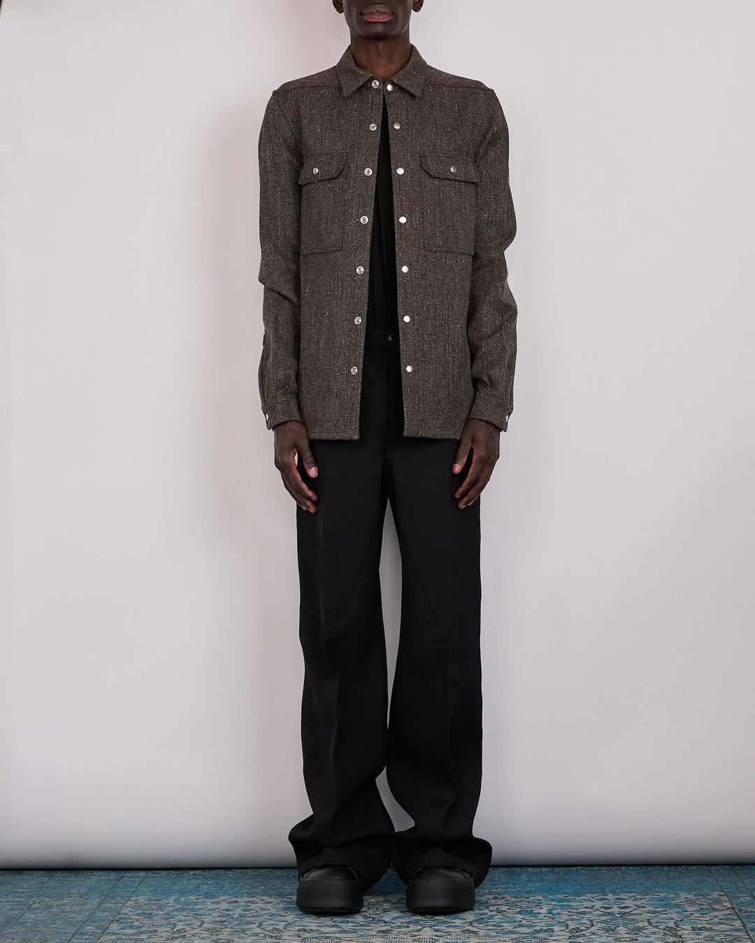 Rick Owens Outershirt Carbone Wool Carbon