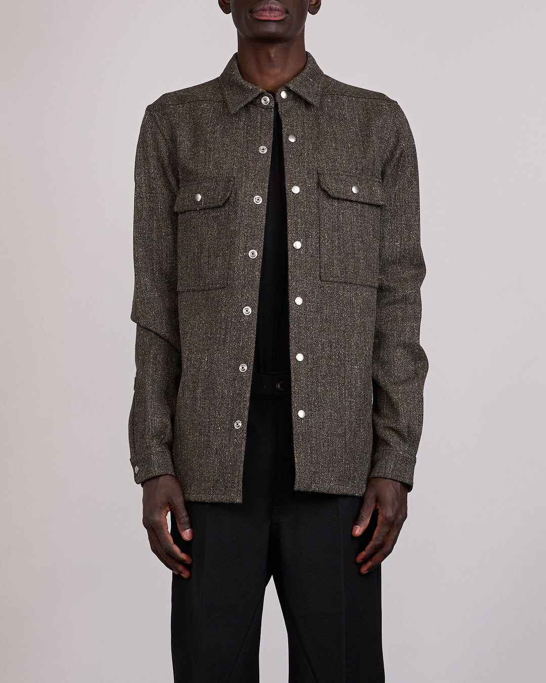 Rick Owens Outershirt Carbone Wool Carbon