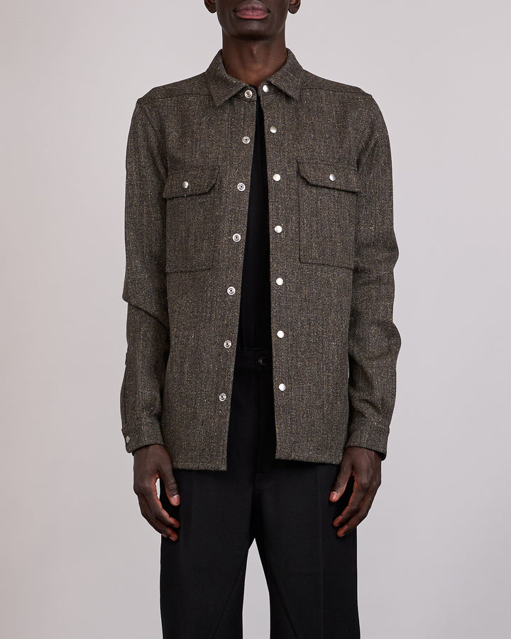 Rick Owens Outershirt Carbone Wool Carbon