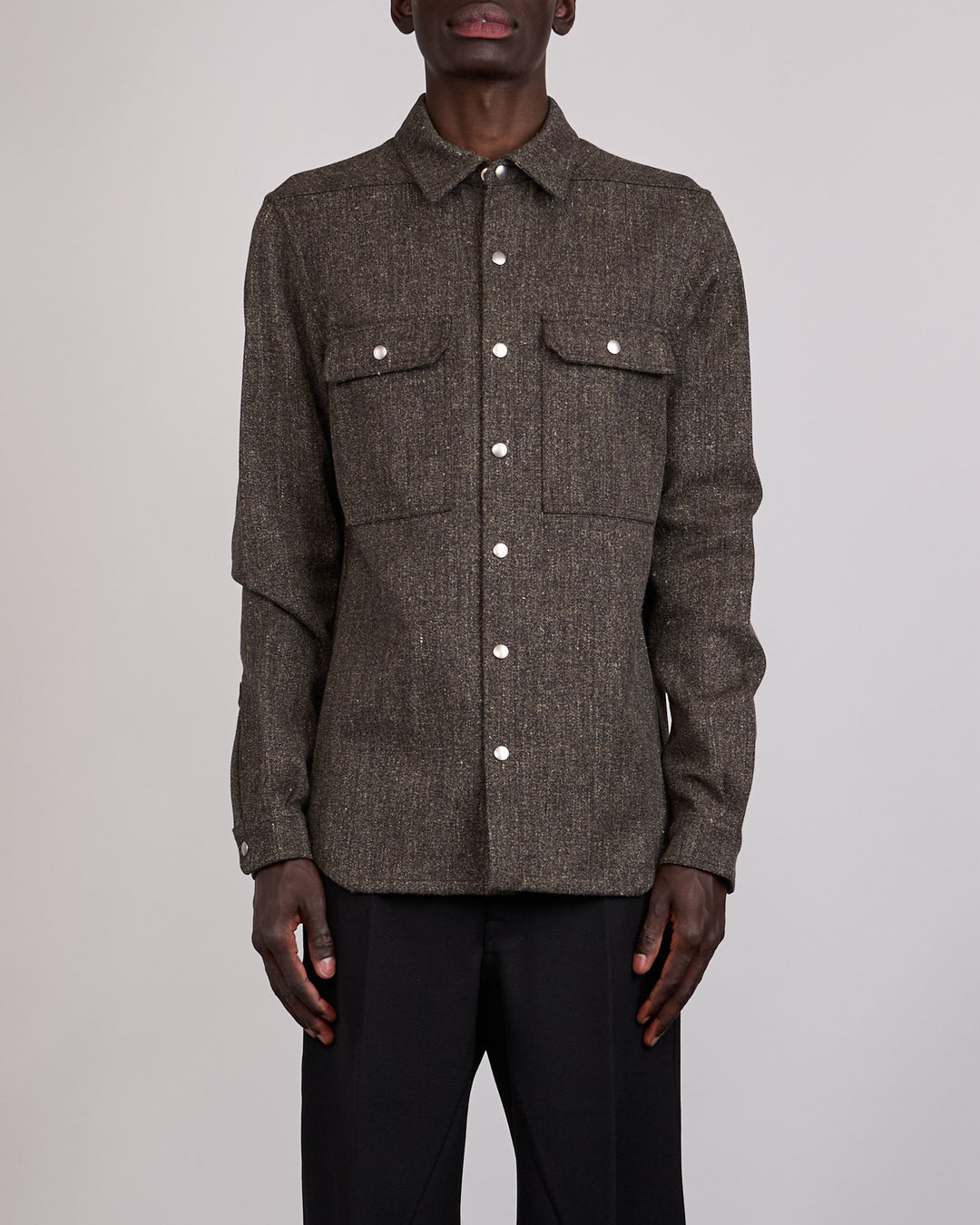 Rick Owens Outershirt Carbone Wool Carbon