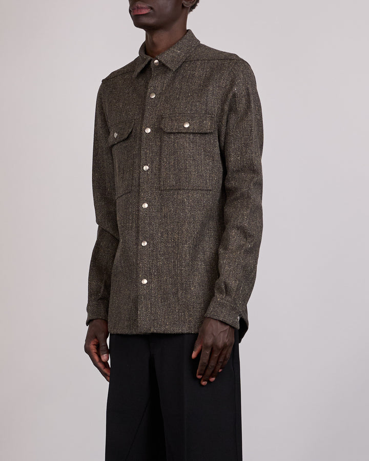 Rick Owens Outershirt Carbone Wool Carbon