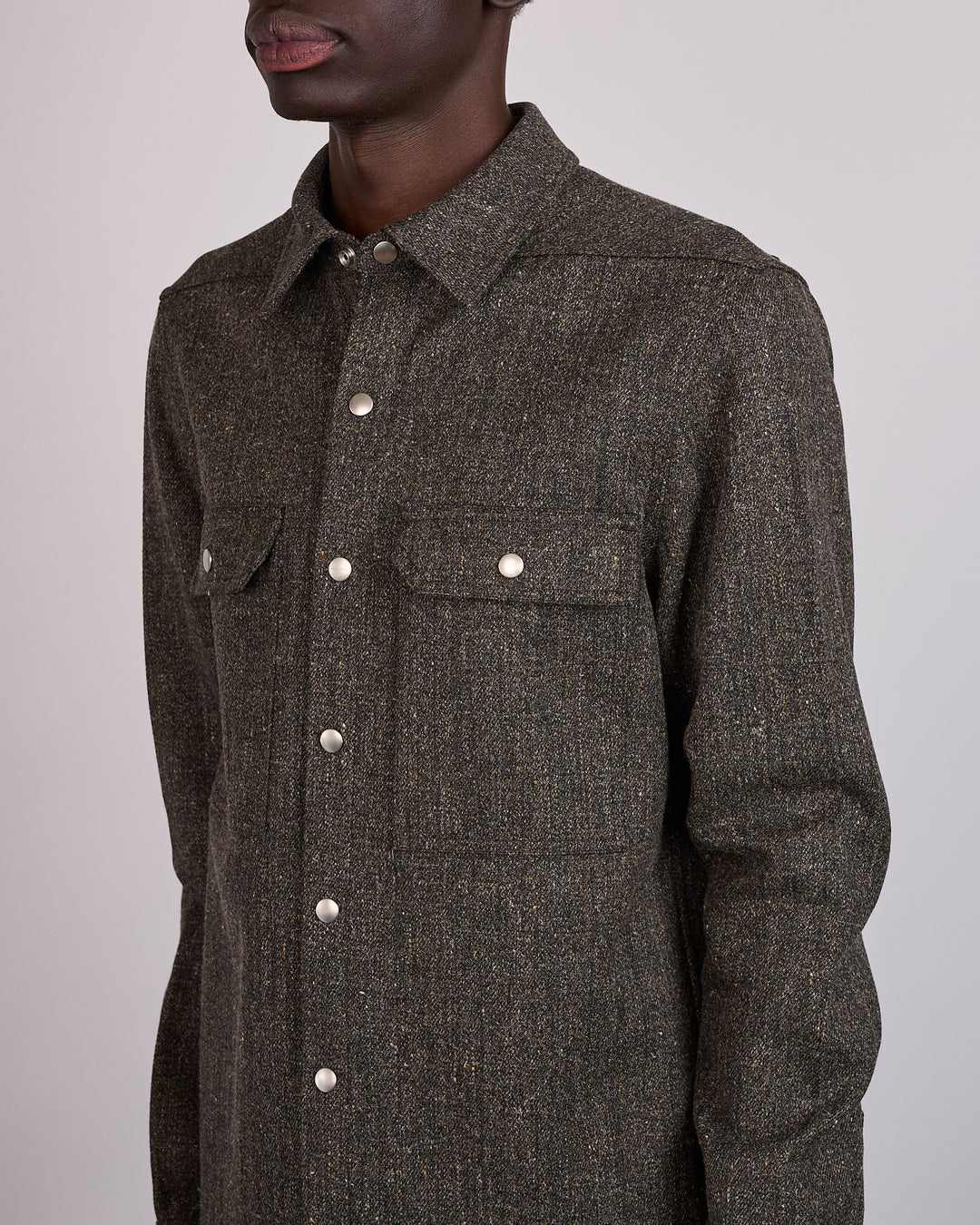 Rick Owens Outershirt Carbone Wool Carbon