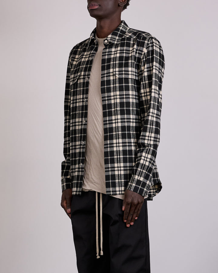 Rick Owens Outershirt Cotton Plaid Black