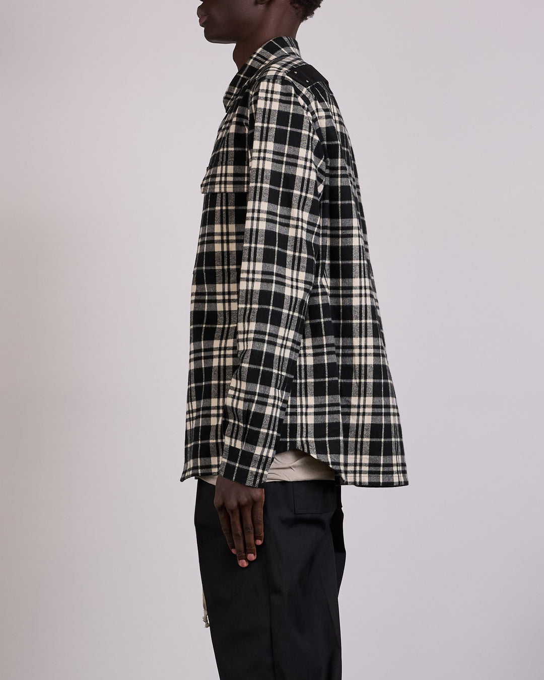 Rick Owens Outershirt Cotton Plaid Black