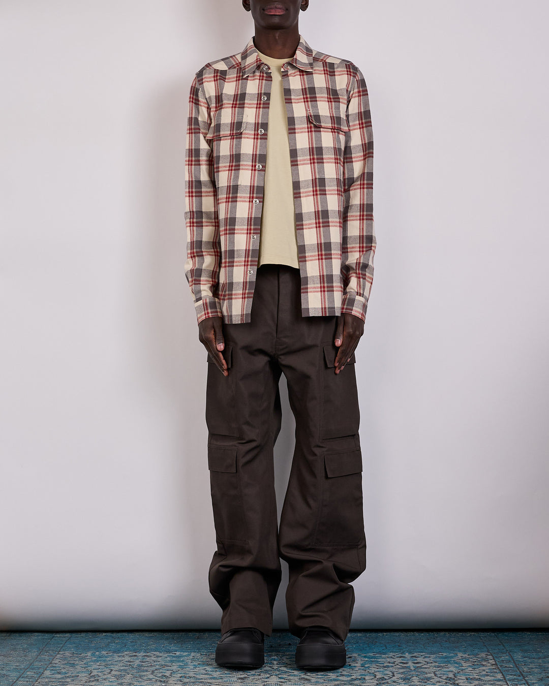 Rick Owens Outershirt Cotton Plaid Milk